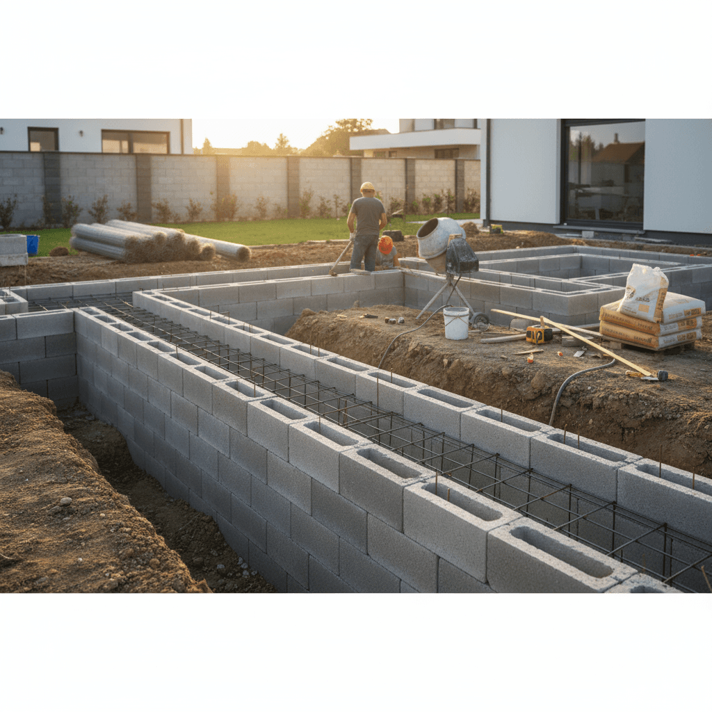 Cómo construir un muro de cimentación de hormigón sin mortero